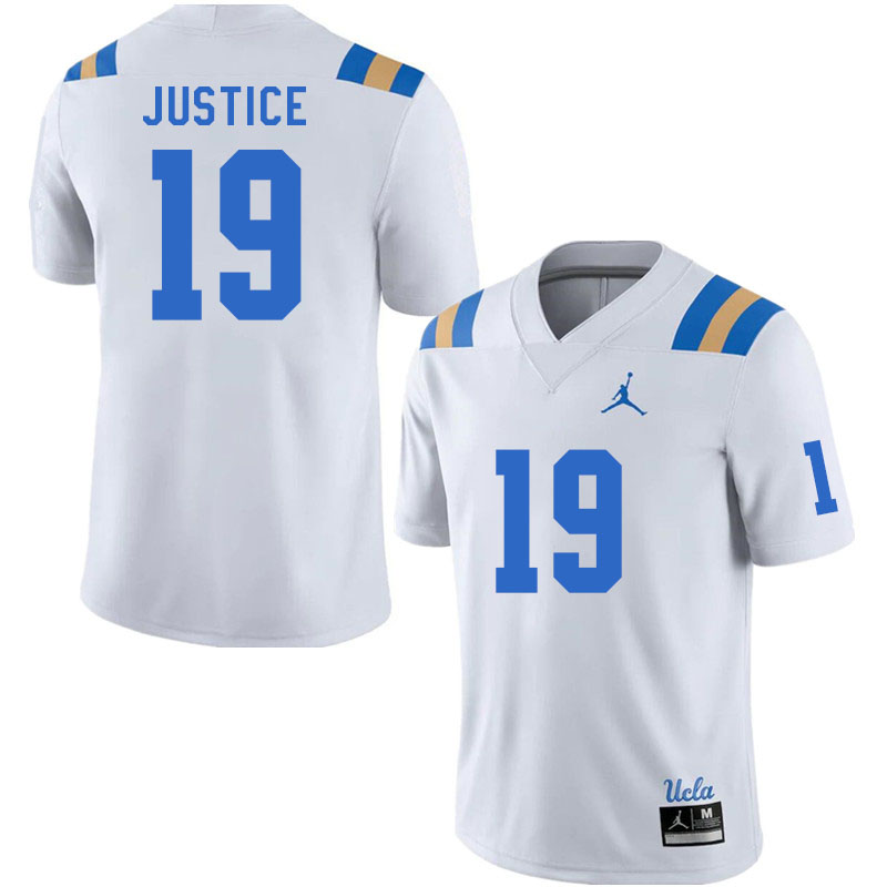 Men #19 D.J. Justice UCLA Bruins College Football Jerseys Stitched Sale-White - Click Image to Close